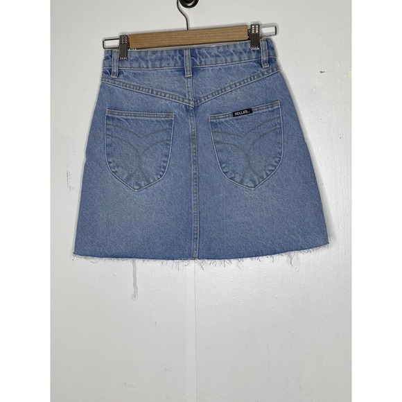 NWT Rollas Womens‎ Classic Denim Mini Skirt Size 24 Pockets Raw Hem Vanessa Blue - Picture 11 of 16
